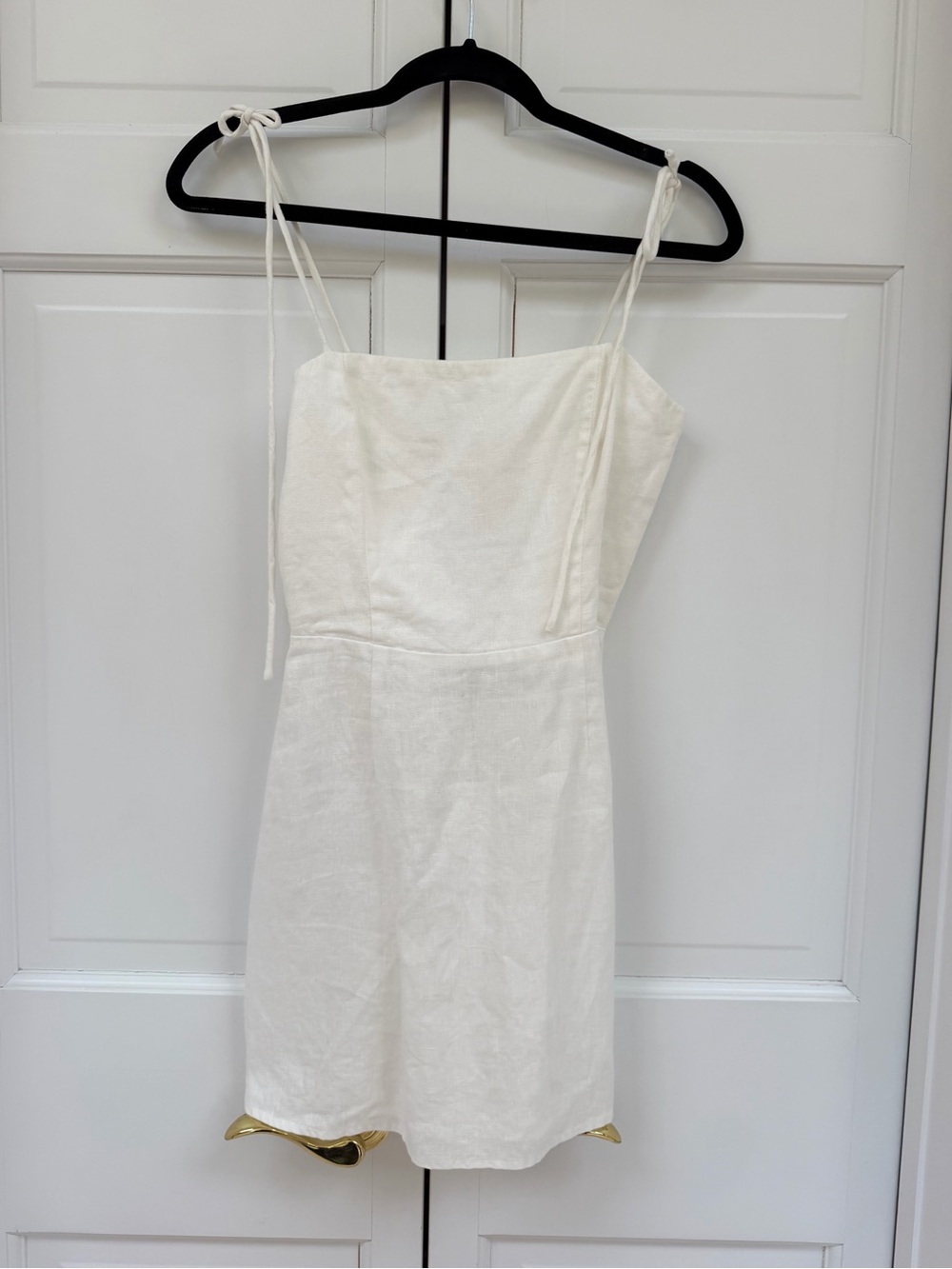 Reformation Cream Tie-Strap Mini Dress